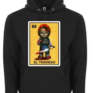 El Travieso Chucky Childs Play Loteria Mexican Bingo Style Hoodie Sweater